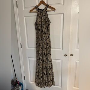 Night Way Collections Black and Gold Maxi Dress